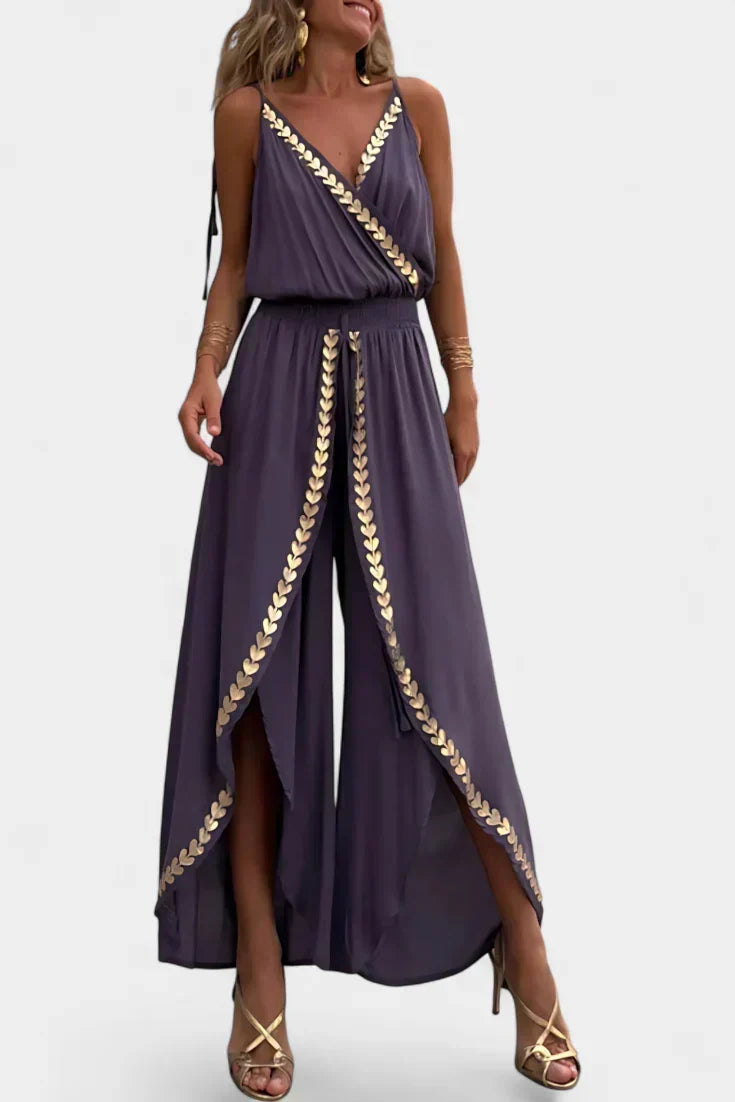 Bree - Black and white dress with gold details — view 1