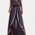 Bree - Black and white dress with gold details — view 1