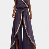 Bree - Black and white dress with gold details — view 1