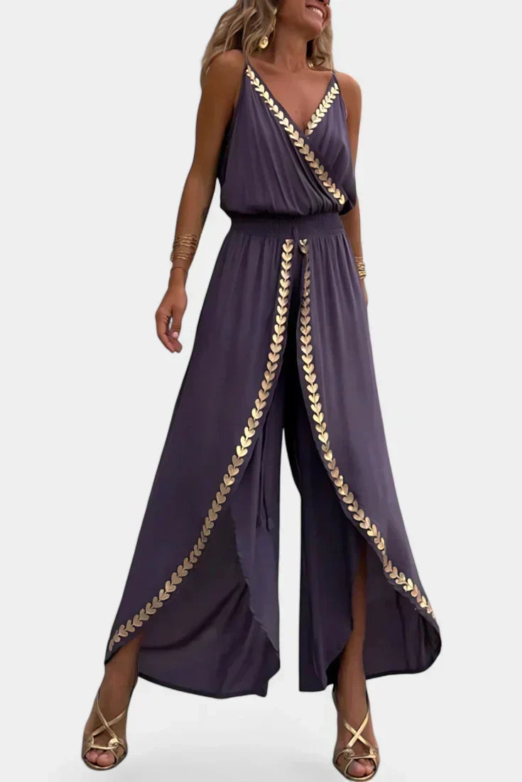 Bree - Black and white dress with gold details — view 2