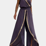 Bree - Black and white dress with gold details — view 2