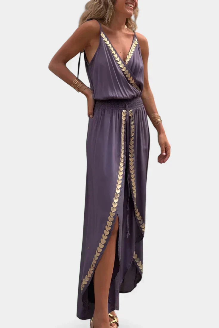 Bree - Black and white dress with gold details — view 3