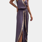 Bree - Black and white dress with gold details — view 3