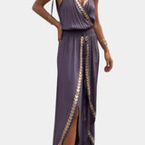 Bree - Black and white dress with gold details — view 3