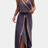 Bree - Black and white dress with gold details — view 4