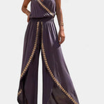 Bree - Black and white dress with gold details — view 5