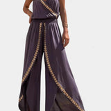 Bree - Black and white dress with gold details — view 5