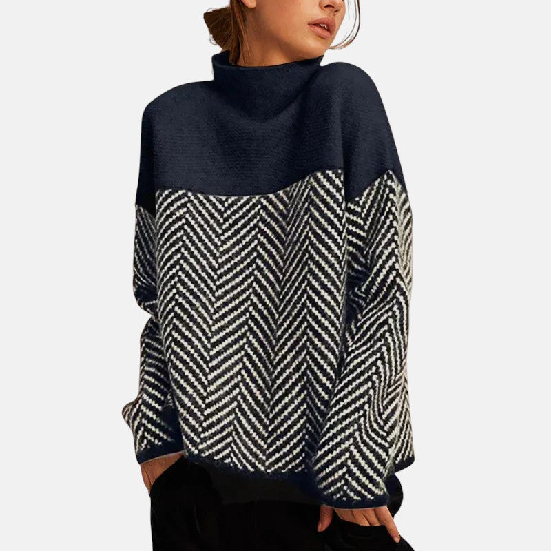 Bree - Structured two-tone knit sweater — view 1