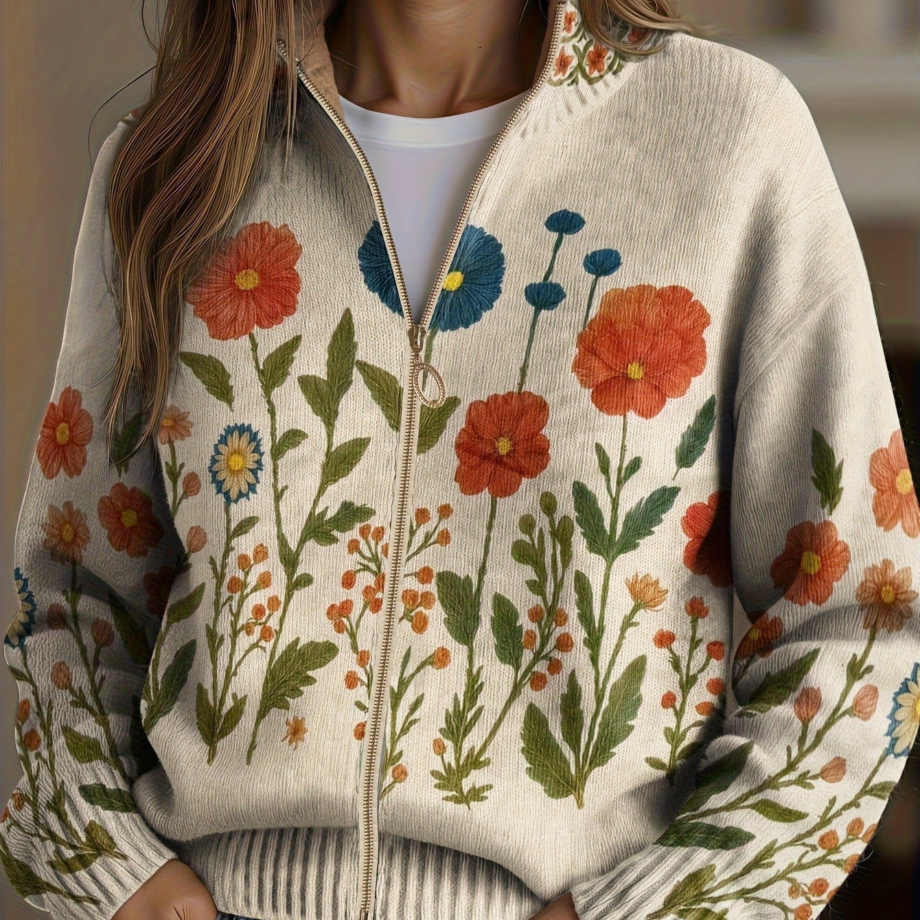 Brianna - Wildflower Meadow Zip Up Cardigan — view 1
