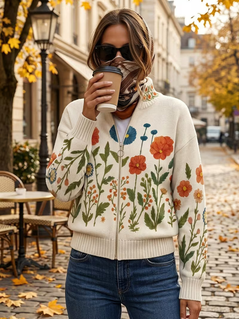 Brianna - Wildflower Meadow Zip Up Cardigan — view 2