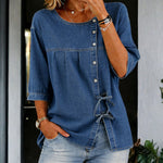 Brielle - Long Retro Denim Blouse — view 1