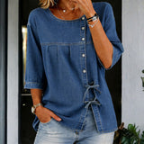Brielle - Long Retro Denim Blouse — view 1