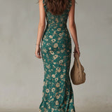 Brielle - retro bohemian maxi dress with flowing sleeves and side slit — view 4