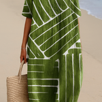 Brittany - green dress with geometric pattern — view 2