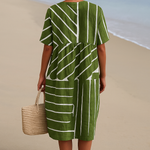 Brittany - green dress with geometric pattern — view 3