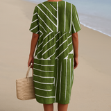 Brittany - green dress with geometric pattern — view 3