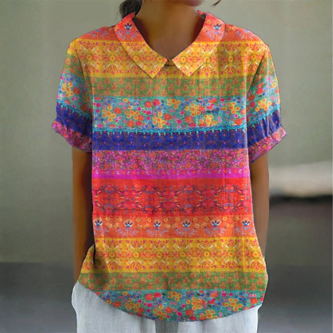 Brooke - Floral Stripe Blouse — view 1