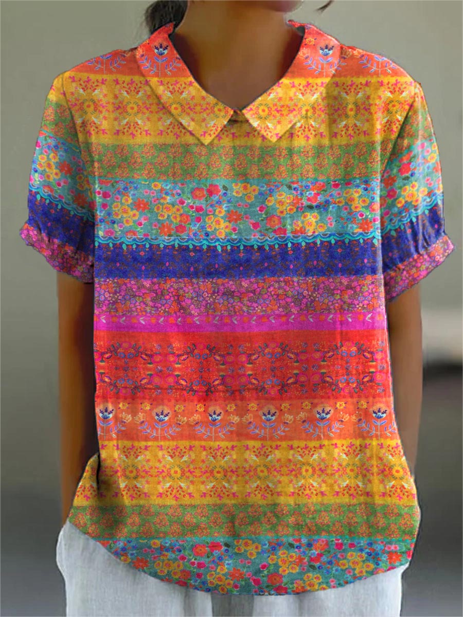 Brooke - Floral Stripe Blouse — view 2