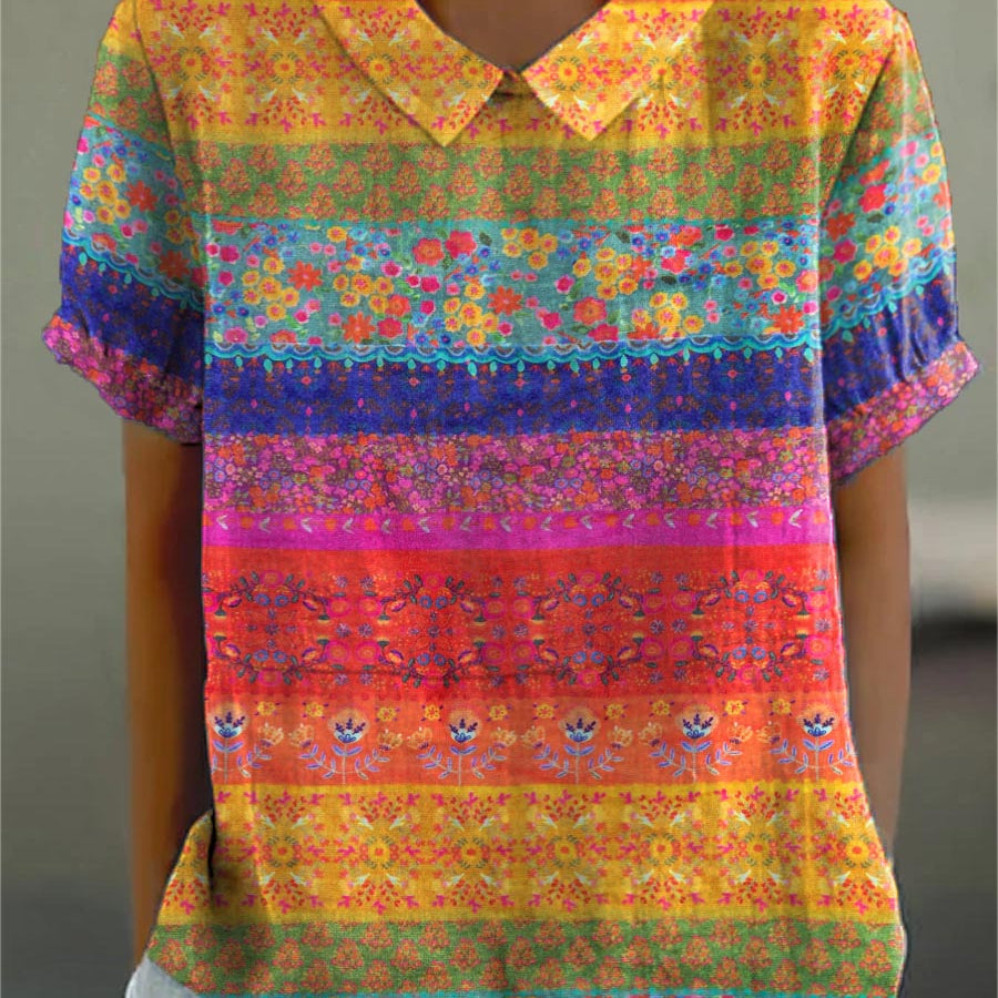 Brooke - Floral Stripe Blouse — view 2