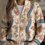 Camila - Running Rose and Ribbon Print Cardigan — view 1