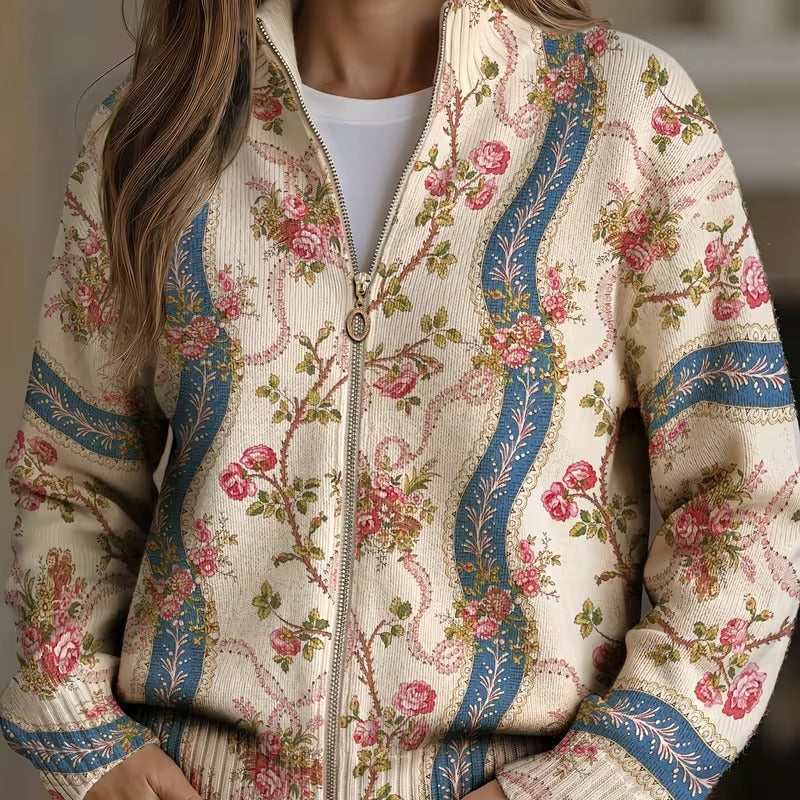 Camila - Running Rose and Ribbon Print Cardigan — view 1