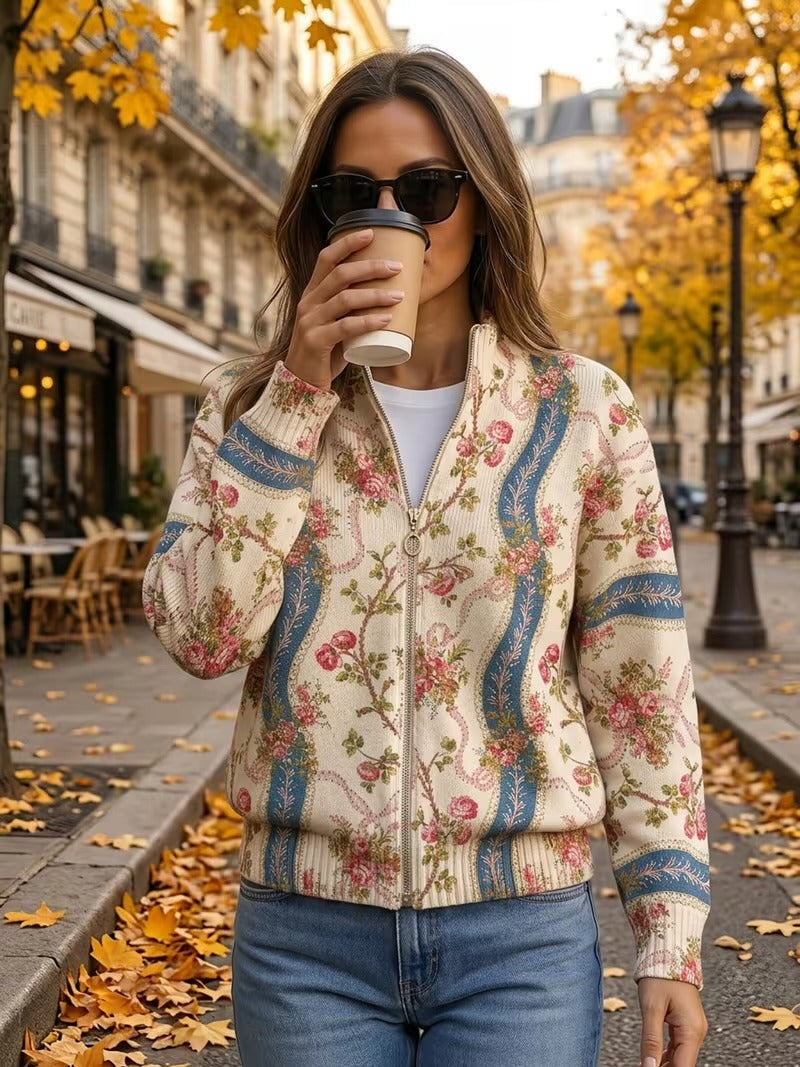 Camila - Running Rose and Ribbon Print Cardigan — view 2