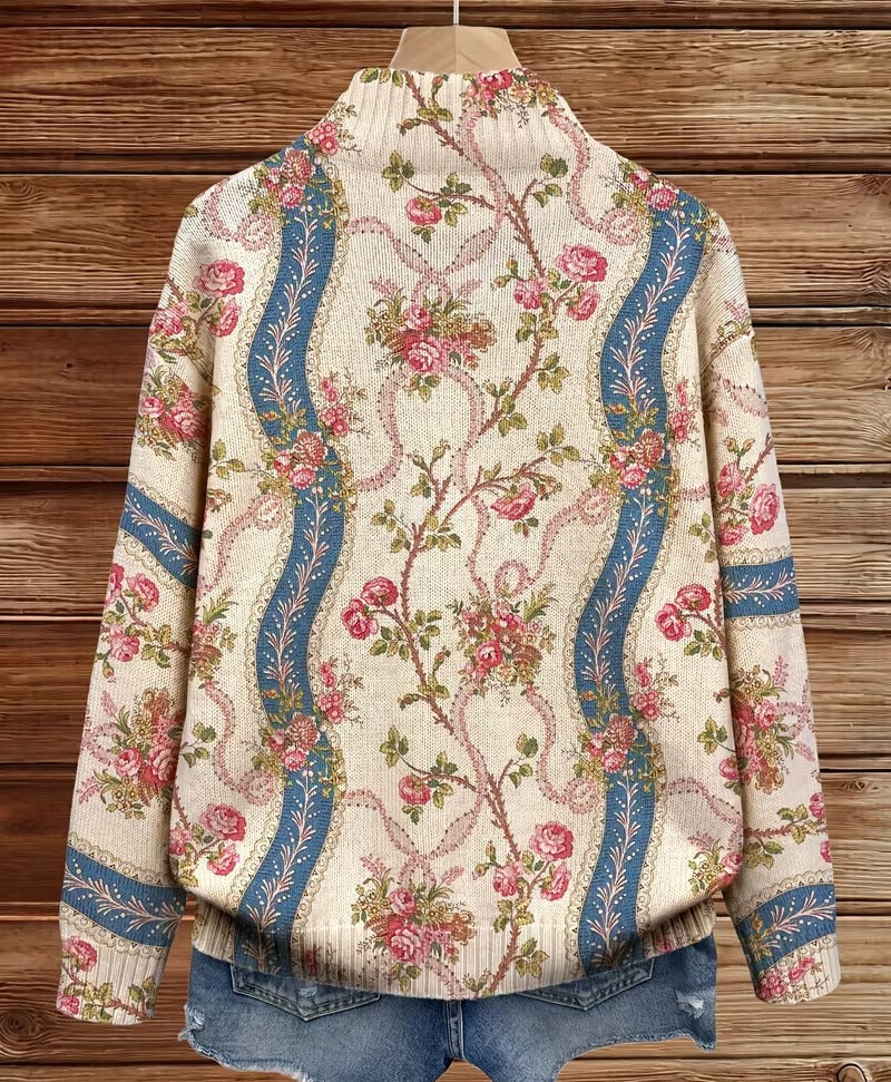 Camila - Running Rose and Ribbon Print Cardigan — view 4