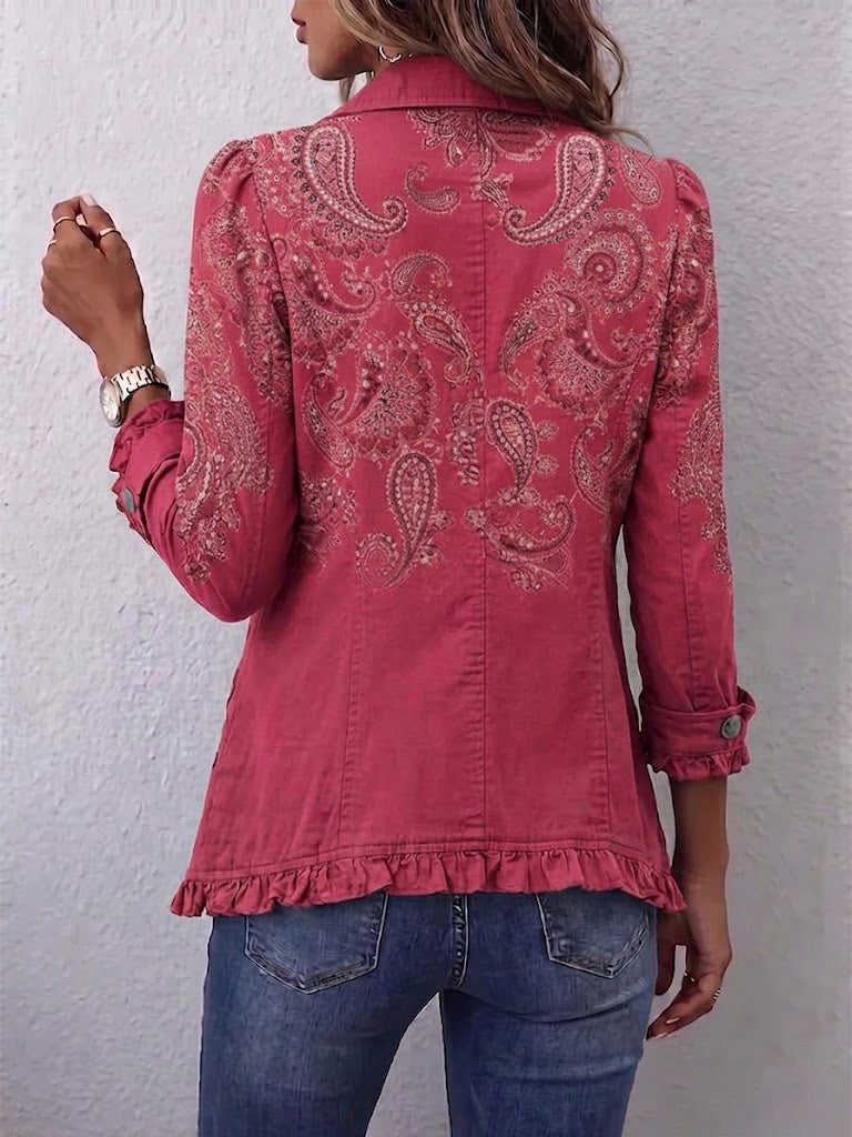 Camila - Retro Paisley Ruffled Jacket — view 2