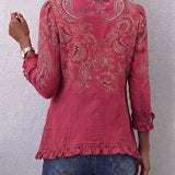 Camila - Retro Paisley Ruffled Jacket — view 2