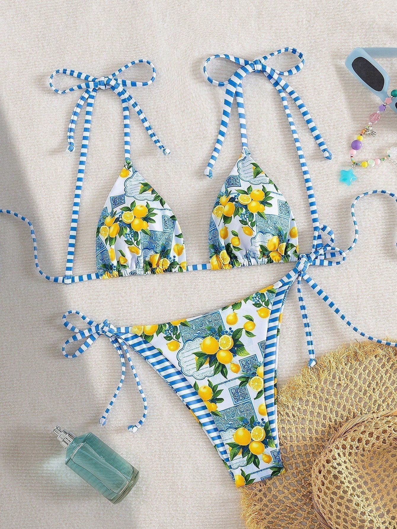 Candace - Lemon Print Triangle Bikini — view 1