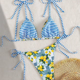 Candace - Lemon Print Triangle Bikini — view 2