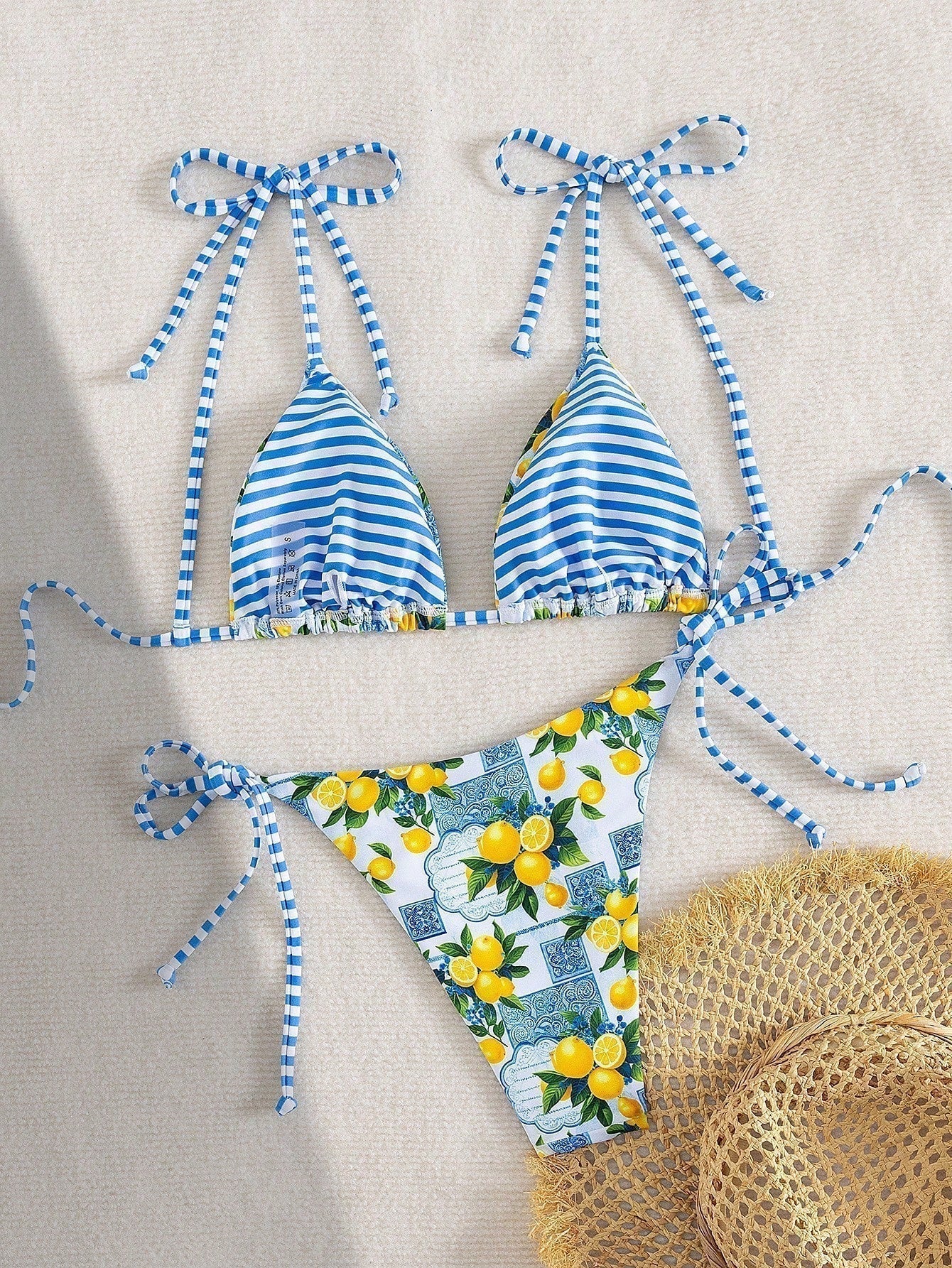 Candace - Lemon Print Triangle Bikini — view 2