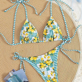 Candace - Lemon Print Triangle Bikini — view 8