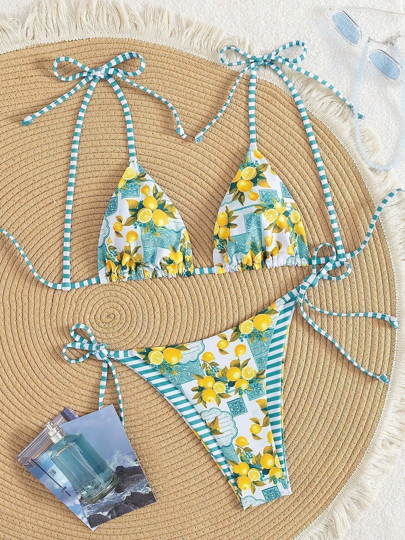 Candace - Lemon Print Triangle Bikini — view 8