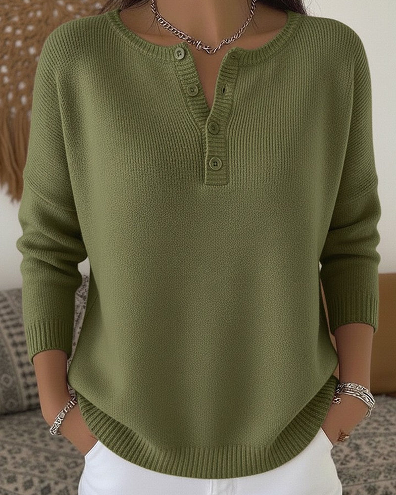 Carol - Henley Button Up Sweater — view 1