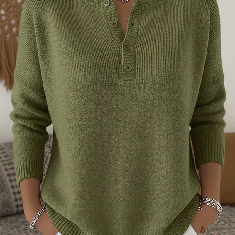 Carol - Henley Button Up Sweater — view 1