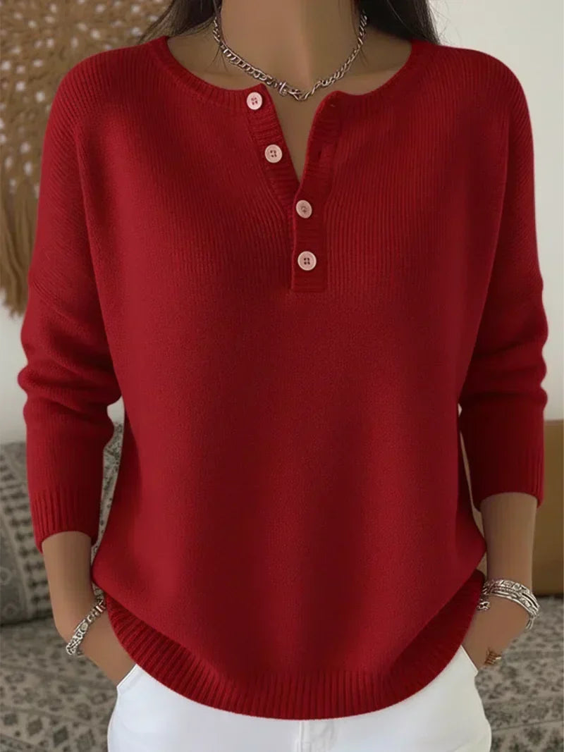 Carol - Henley Button Up Sweater — view 3