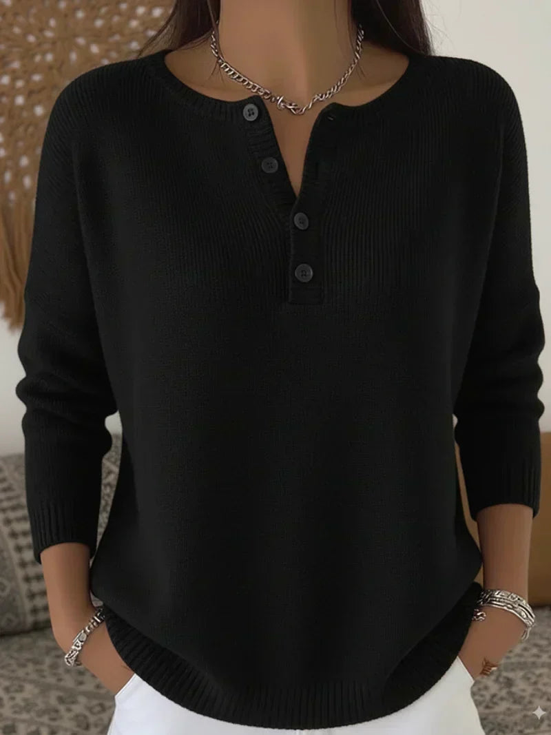 Carol - Henley Button Up Sweater — view 4