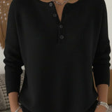 Carol - Henley Button Up Sweater — view 4