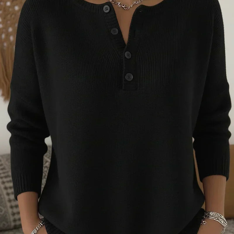 Carol - Henley Button Up Sweater — view 4