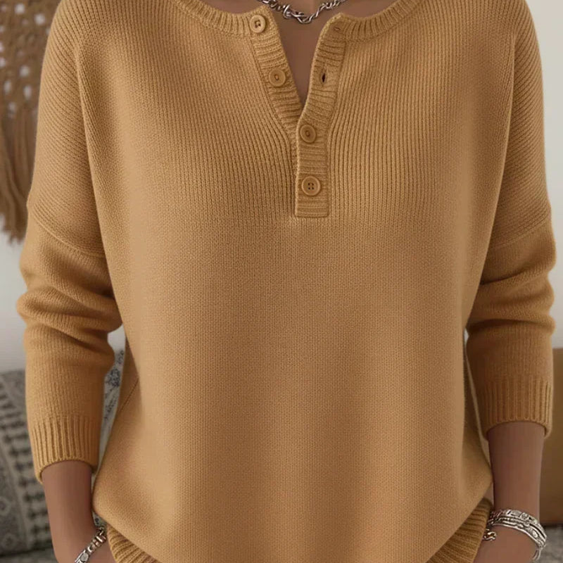 Carol - Henley Button Up Sweater — view 7