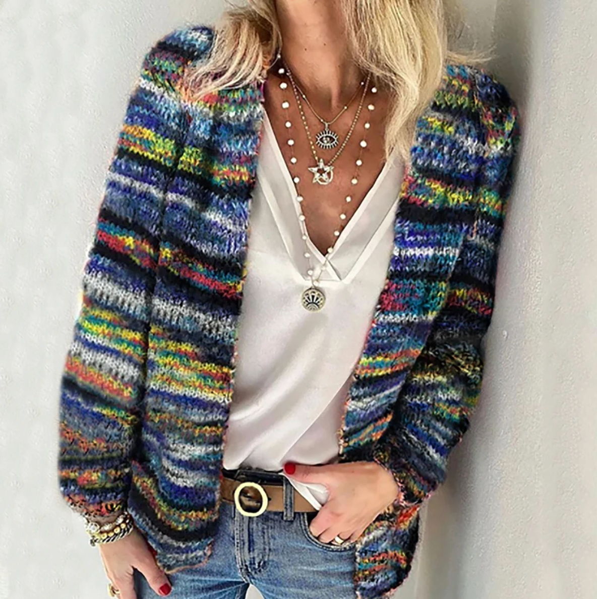 Caroline - cosy multi-colored cardigan — view 2
