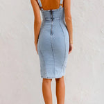 Cassandra - elegant denim dress — view 4