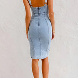 Cassandra - elegant denim dress — view 4