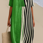 Cassidy - bright green dress with black stripes — view 2