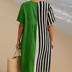 Cassidy - bright green dress with black stripes — view 3
