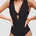Cassidy - a luxurious shapewear swimsuit with a deep V-neck — view 1