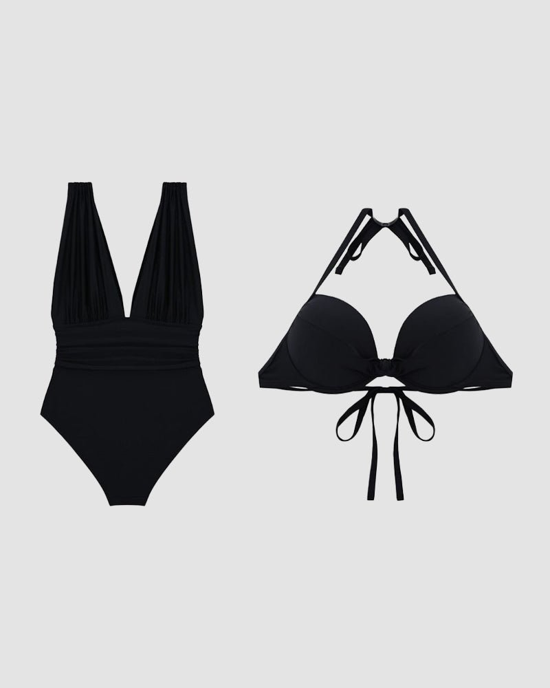 Cassidy - a luxurious shapewear swimsuit with a deep V-neck — view 5