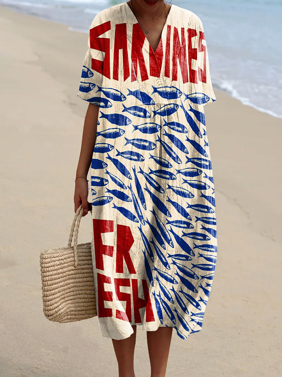 Catalina - sardine print dress — view 2