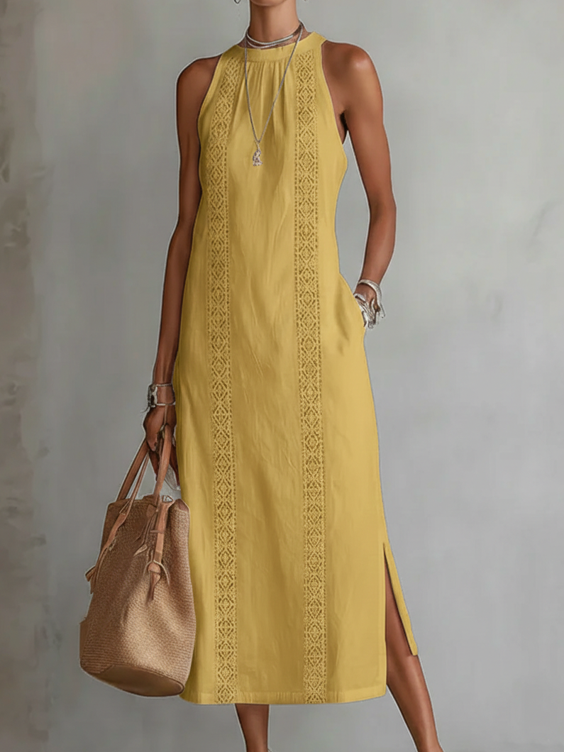 Cecilia - sleeveless midi dress with lace details — view 1
